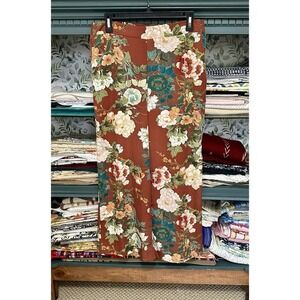 Chico's Wide Leg Pants Size 1 US Pull‎ On Floral Rust multi